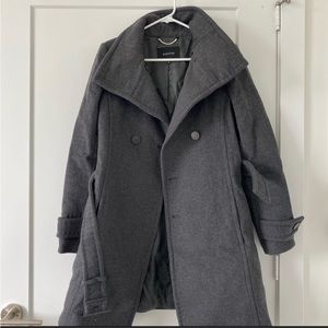 Aritzia Gray Double-Breasted Coat